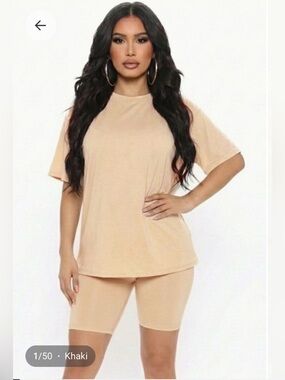 Everyday Relaxed Shorts Set in Khaki